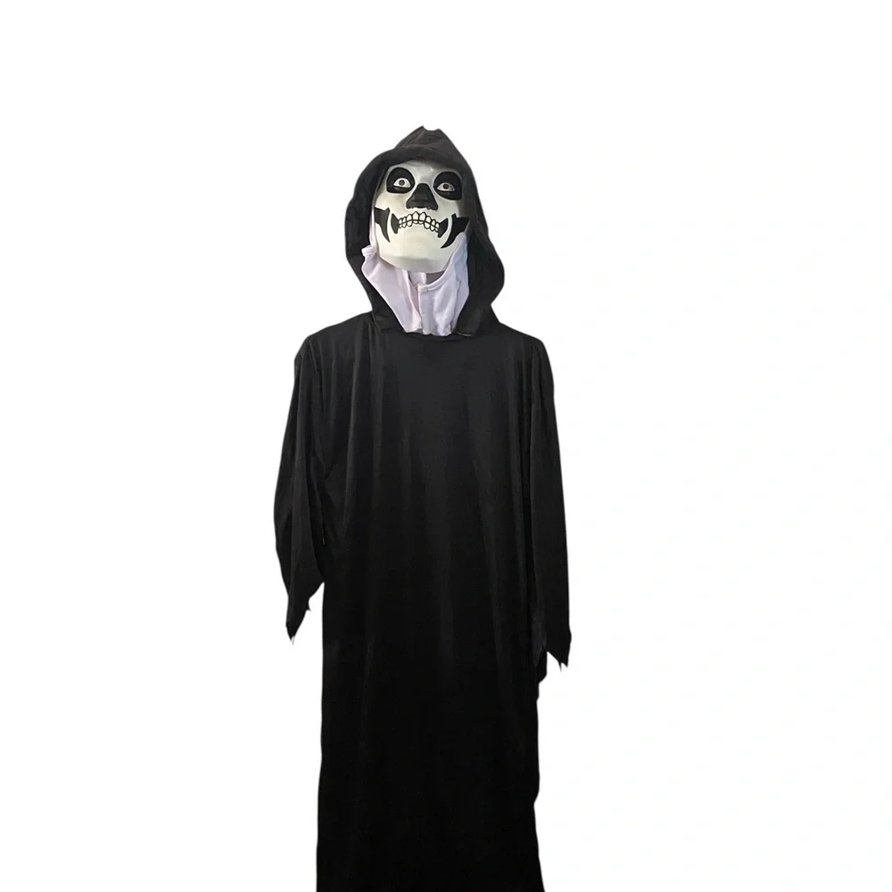 Spirit Halloween Grim Reaper youth Costume Black spooky haunted ghoul scary Mask - Picture 3 of 11